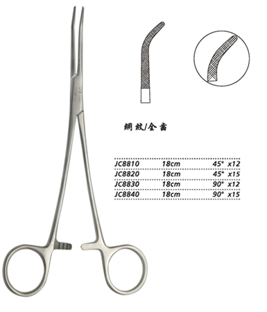 金鐘分離結扎鉗18cm JC8810 18cm 45°×12網(wǎng)紋全齒