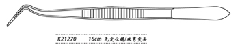 金鐘牙用鑷K21270 16cm 無(wú)定位銷 雙彎尖頭
